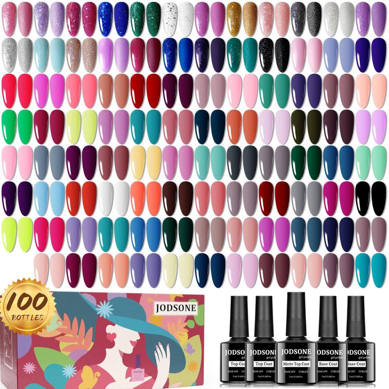 JODSONE Gel Nail Polish Starter Set 100 Pieces Multi-color Gel Nail Polish with Colors Nail Salon Home Self Use Nail Gel Colorful In Shine for Mother's day gifts