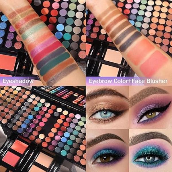 190-Color Makeup Kit: Eyeshadow, Blush, Concealer, Eyebrow Powder, Eyeliner, and Mirror. Perfect Gift