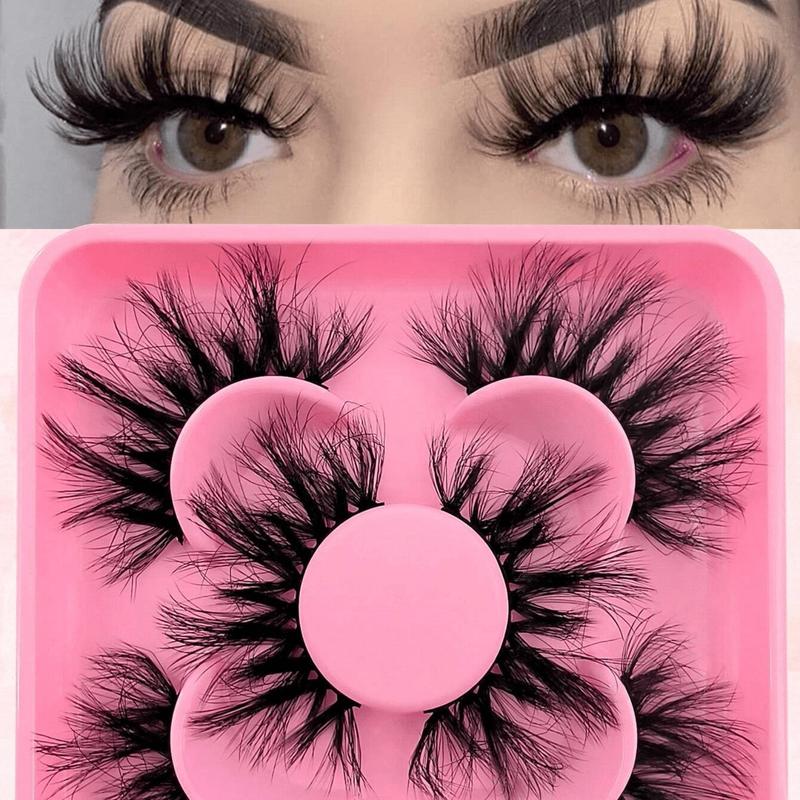 Fluffy False Eyelashes, 3 Pairs Wispy Cat Eye Faux Cluster Lashes, Natural Curling Eye Makeup Strip Lashes, Full Volume Eyelash for Eyelashes Extensions, Volumized False Eyelashes for Eye Makeup Enhancement, Cosmetic Products, Makeup Set, Christmas Gift