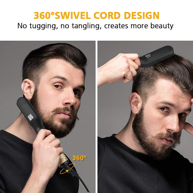 LIGOPAPO Heated Styling Comb for Men Hair Beard Straightener 2-in-1 Heated Beard Brush Short Hair Straightening Comb 2 Settings Ionic Technology Eliminates Frizz Straightener Portable for Travel, Great Gift for Husband Dad Boyfriend