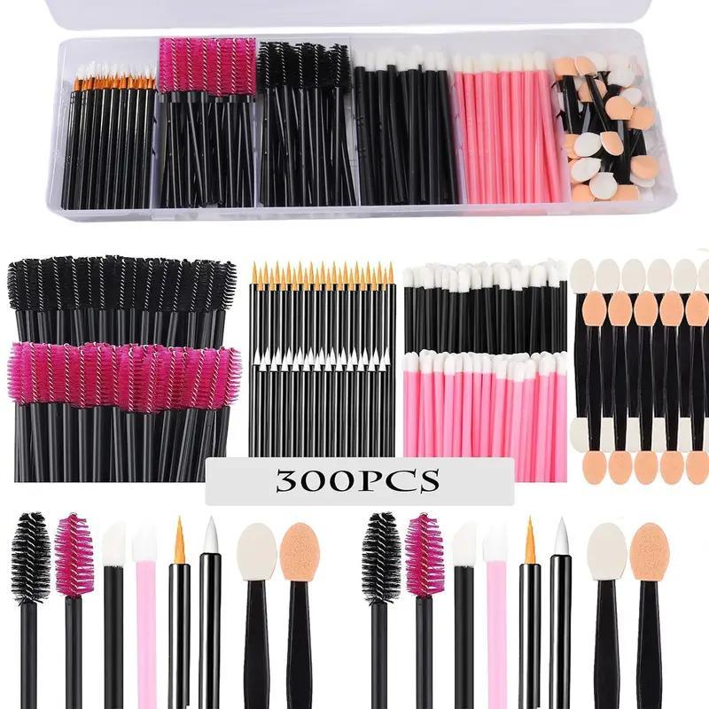 Disposable Makeup Tool Set with Storage Box, 300pcs box Multifunctional Makeup Tool for Lip & Eyelash & Eyeshadow, Portable Beauty Organizer