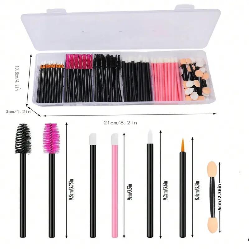 Disposable Makeup Tool Set with Storage Box, 300pcs box Multifunctional Makeup Tool for Lip & Eyelash & Eyeshadow, Portable Beauty Organizer