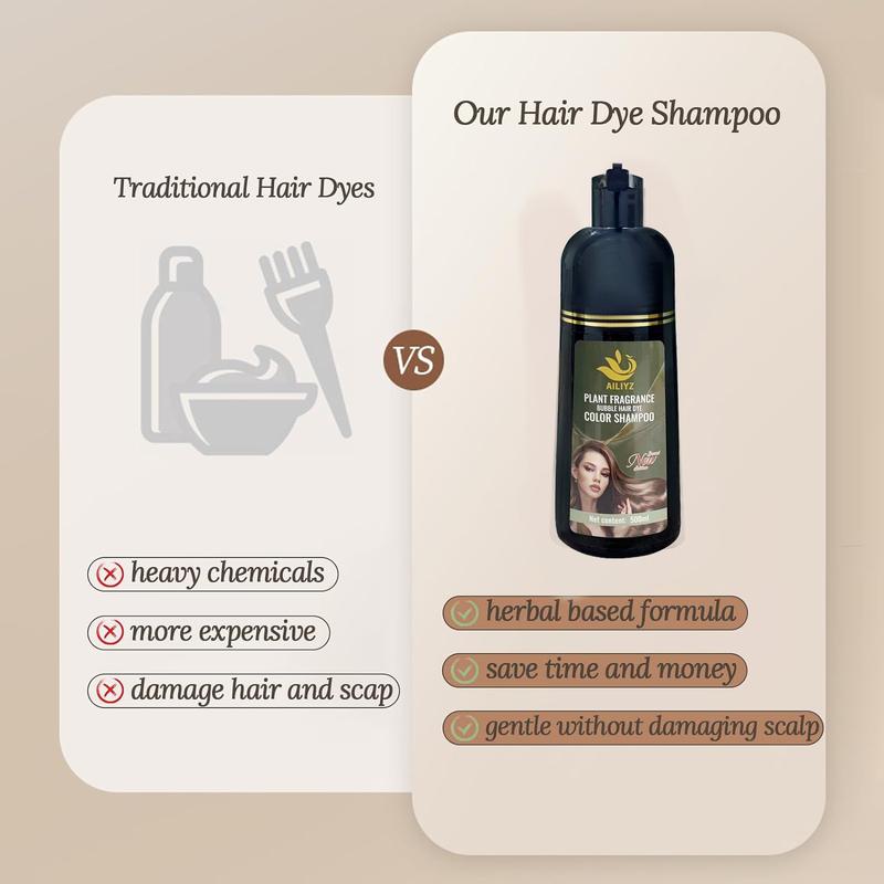 AILIYZ Black Hair Dye Shampoo 100%Grey Coverage -Herbal Ingredients