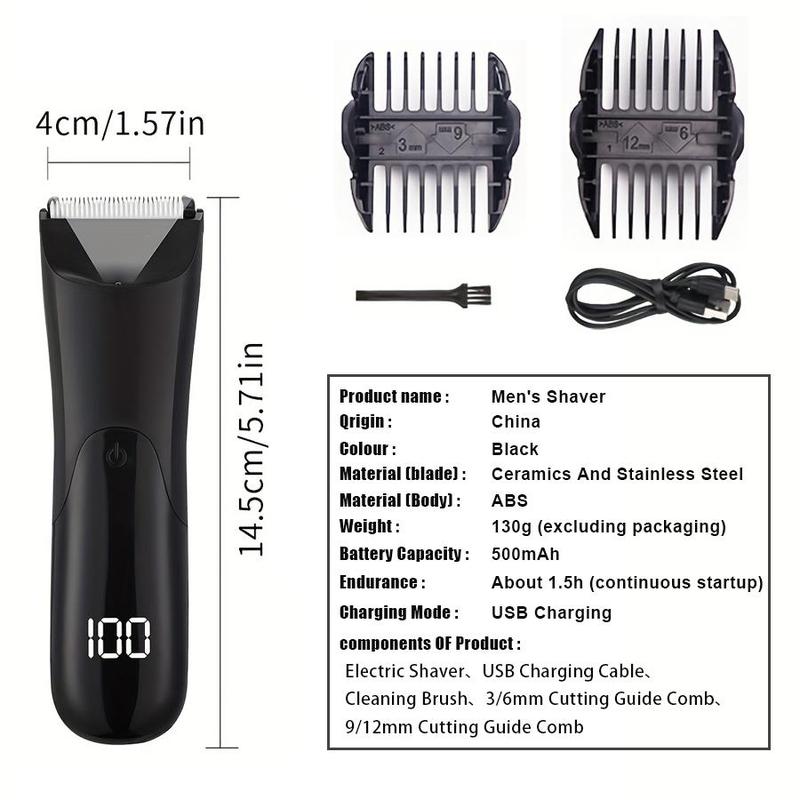 Electric LCD Display Hair Trimmer Kit, 1 Set Rechargeable LED Light Hair Clipper with Limited Comb & Charging Cable & Cleaning Brush for Men Stylists Barber