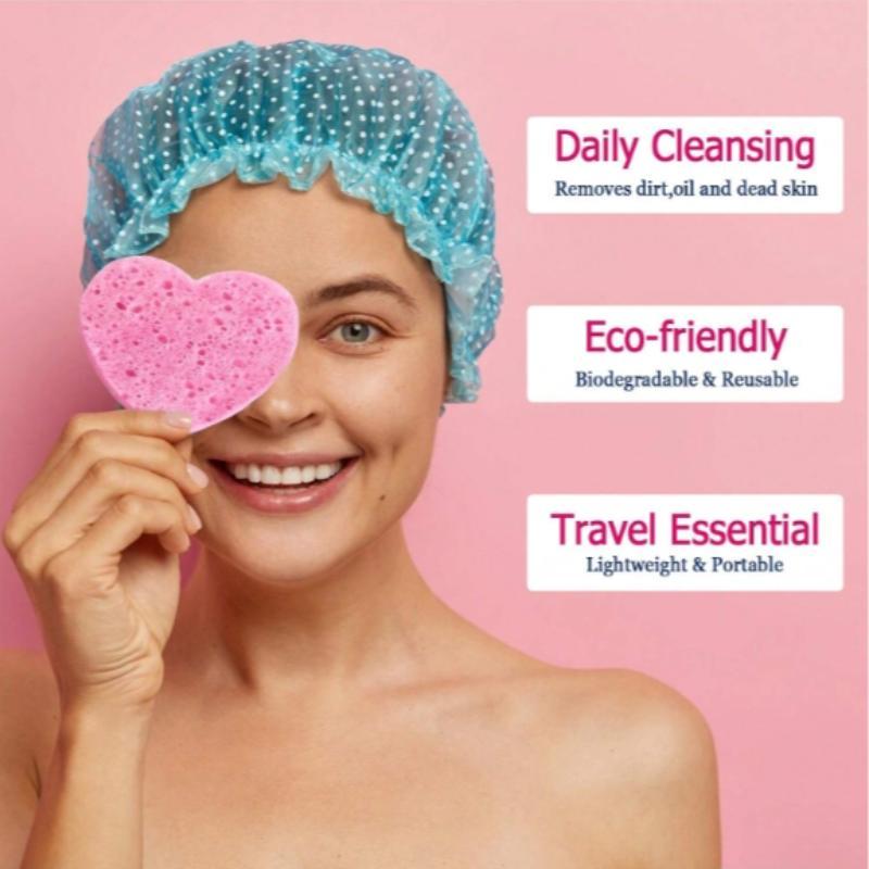 Heart Shaped Facial Cleansing Pad, 50pcs box Disposable Face Sponge, Natural Face Exfoliator with Storage Container for Makeup Remover Travel, Skincare Tools