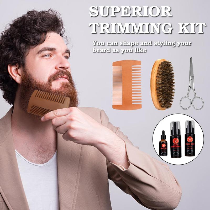 Beard  Kit, Beard Oil, Beard Balm, Beard Shampoo, Beard Conditioner, Beard Brush, Beard Comb and Beard Mustache  Beard Care  Gifts for Men Beard Growth & Trimming Kit