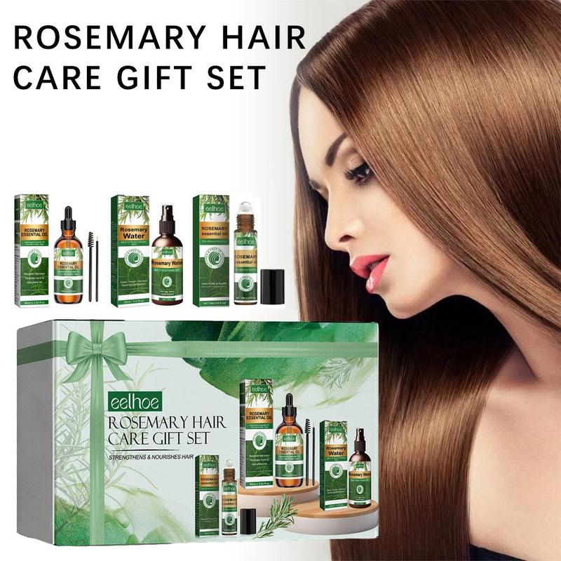 Rosemary Hair Care Gift Set, 3 Counts set Including Hair Oil, Roller Oil & Spray Water, Hair Care & Styling Product for Women & Men