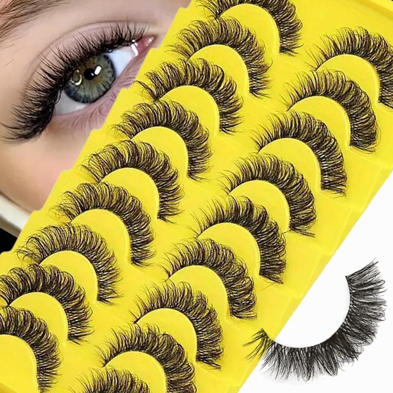 Fluffy Wispy Cat Eye Style Fake Lashes, 10 Pairs Natural Curling Eye Makeup Strip Lashes, Full Volume Eyelash for Eyelash Extension, Christmas Gift