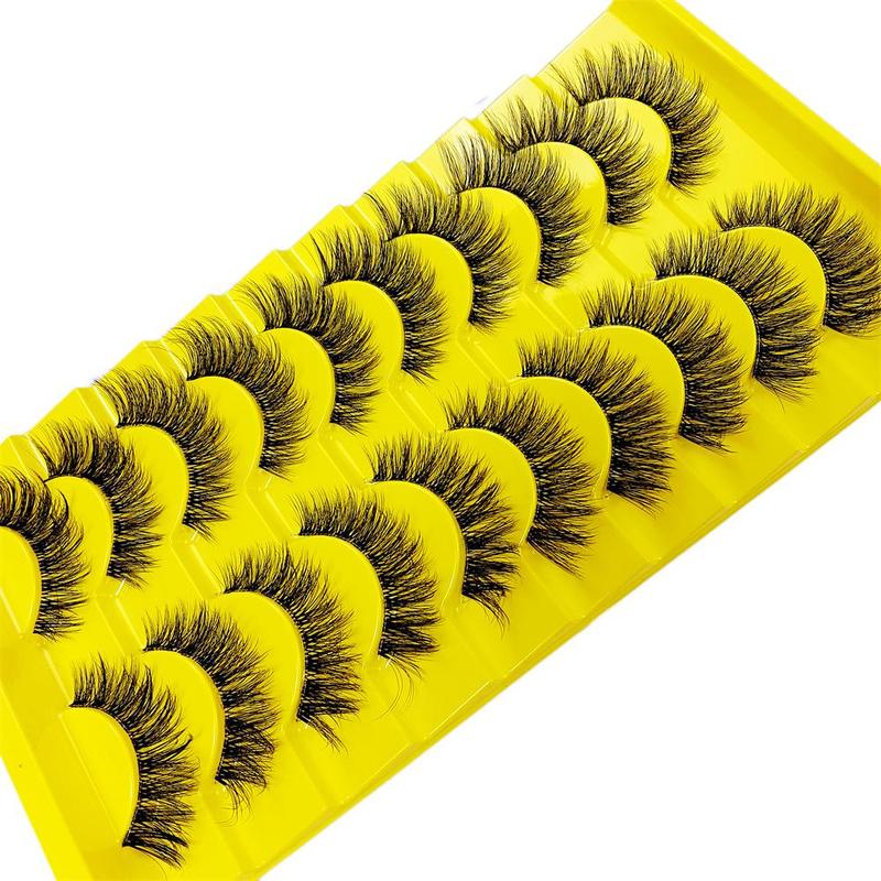 Fluffy Wispy Cat Eye Style Fake Lashes, 10 Pairs Natural Curling Eye Makeup Strip Lashes, Full Volume Eyelash for Eyelash Extension, Christmas Gift