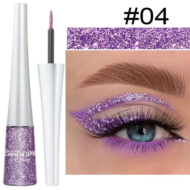 Glitter Liquid Eyeliner Pearlescent Diamond Eyeshadow 16 Color Sequins Blue Silver Pink Rose Gold Mini Fine Brush Eyeline Makeup Cosmetic Shimmer Lipliner