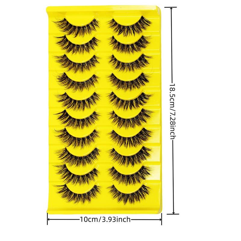 Fluffy Wispy Cat Eye Style Fake Lashes, 10 Pairs Natural Curling Eye Makeup Strip Lashes, Full Volume Eyelash for Eyelash Extension, Christmas Gift