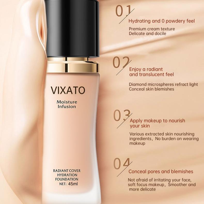 Vixato Liquid Foundation,Lightweight Coverage,Moisture Easy to Apply Makeup,Provides Light to Medium Coverage,Suitable For Oily,Dry,Combination Skin