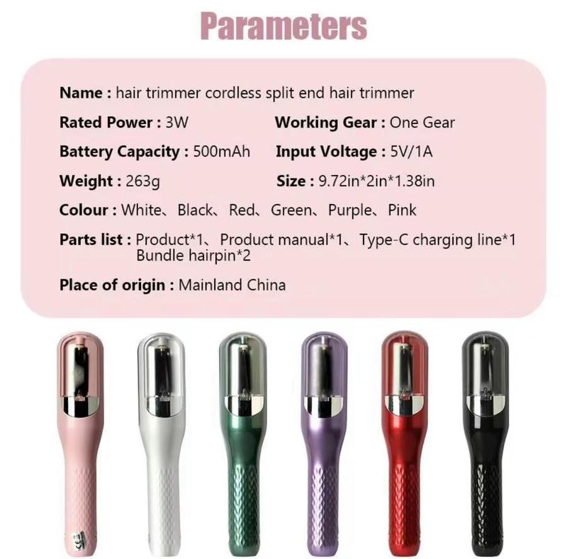 4V Rechargeable Lithium Battery Cordless Split End Hair Trimmer - Automatic, Portable, and Gentle for Damaged Hair Care -ABS Body Material, Easy to Use and Clean Comfort Lightweight