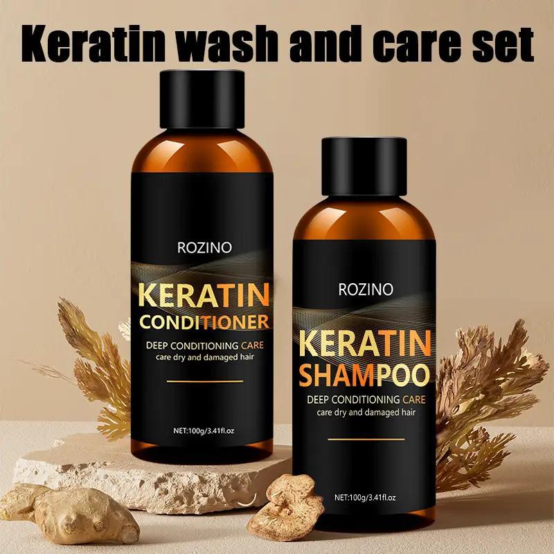 Keratin Hair Conditioner & Shampoo, 2pcs set Deep Cleaning Hair Care Set for Damaged, Dry, Frizzy, Easy Broken and Split Hair, Comfort Haircare, Valentine Gifts for Her