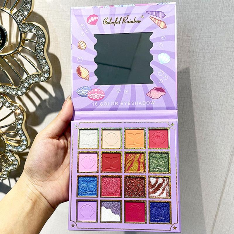 16 Color Mermaid Eyeshadow Palette, Shimmering Eyeshadow Palette, Colorful Eye Makeup Palette, Eye Shadow Makeup Products for All Styles and Occasions