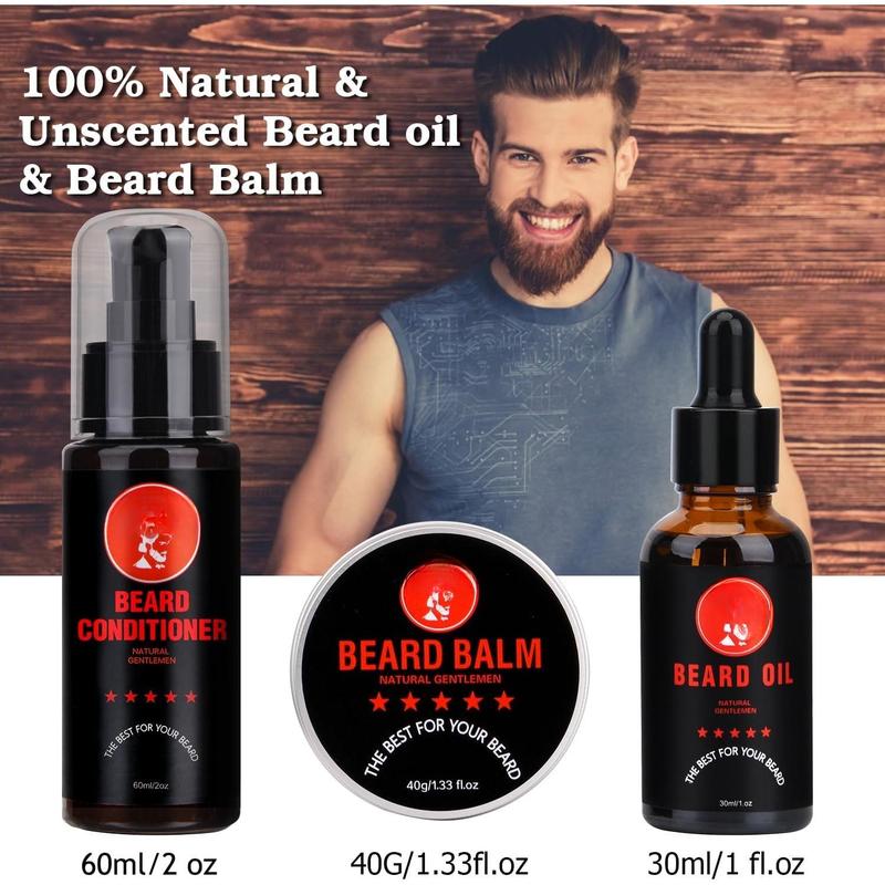 Beard  Kit, Beard Oil, Beard Balm, Beard Shampoo, Beard Conditioner, Beard Brush, Beard Comb and Beard Mustache  Beard Care  Gifts for Men Beard Growth & Trimming Kit