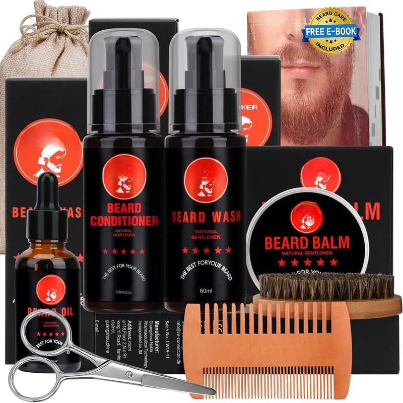 Beard  Kit, Beard Oil, Beard Balm, Beard Shampoo, Beard Conditioner, Beard Brush, Beard Comb and Beard Mustache  Beard Care  Gifts for Men Beard Growth & Trimming Kit