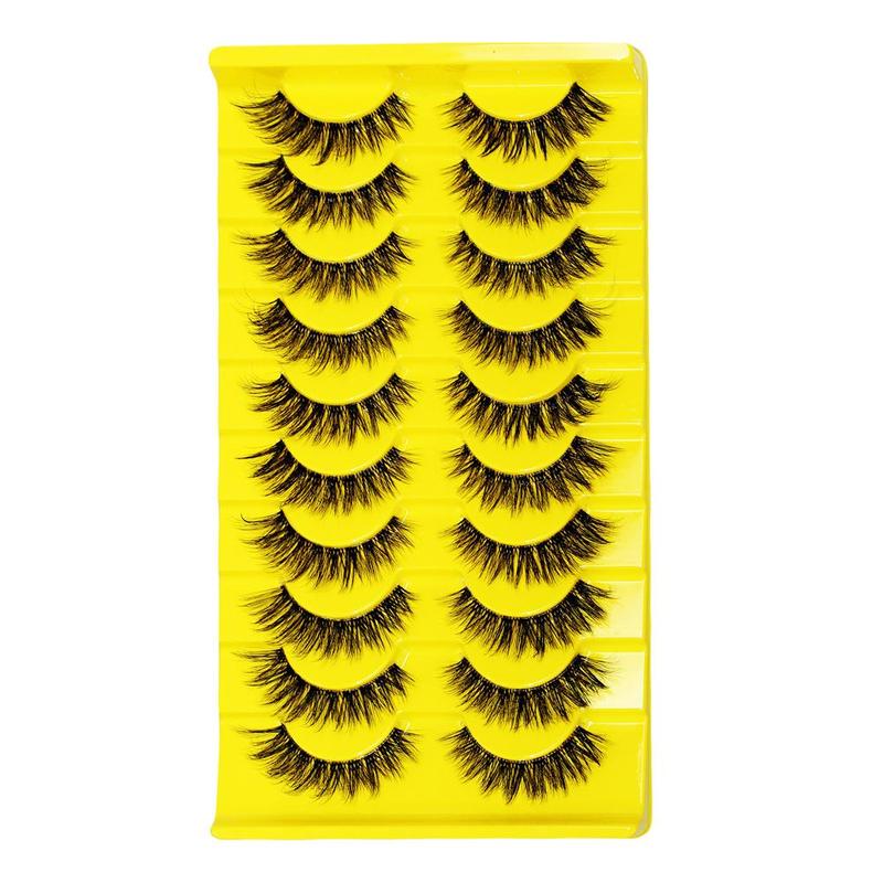 Fluffy Wispy Cat Eye Style Fake Lashes, 10 Pairs Natural Curling Eye Makeup Strip Lashes, Full Volume Eyelash for Eyelash Extension, Christmas Gift