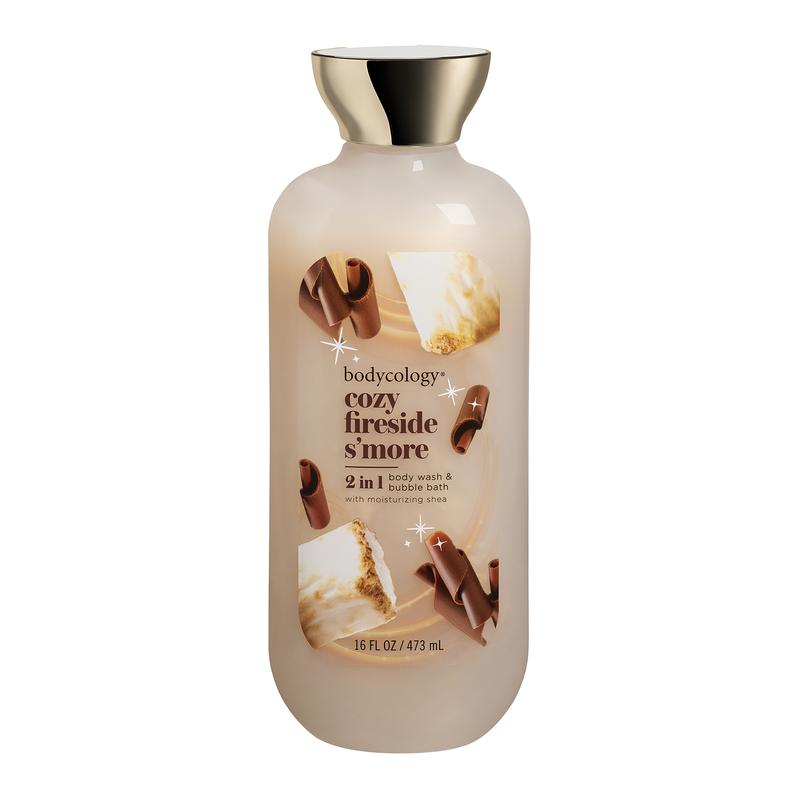 Bodycology 2 in 1 Body Wash & Bubble Bath, Cozy Fireside S'more,16 oz