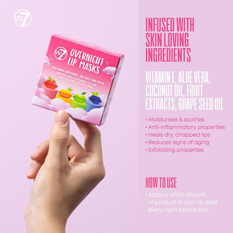 W7 Sweet Dreams Overnight Lip Masks - Stocking Stuffer Gift Set - Lip Treatment with Aloe Vera & Vitamin E - Hydrating, Moisturizing Formula