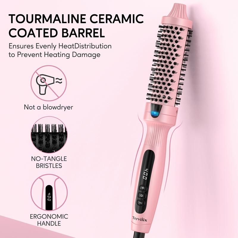 Terviiix Ionic Thermal Brush for Voluminous Style, Non-blowing Heated Round Brush with Adjustable Temp, Fast Heating with Dual MCH, Handle Comfort