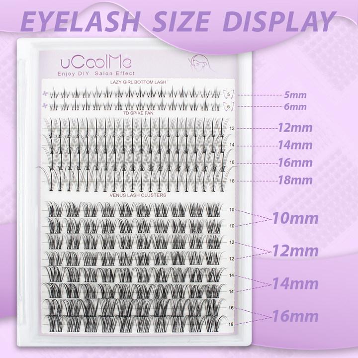 uCoolMe “Lazy Girl” Lash Clusters DIY Lash Extensions 10-16mm Cluster Eyelashes Makeup Individual Lashes Eyelash Extensions DIY at Home Beginner Friendly