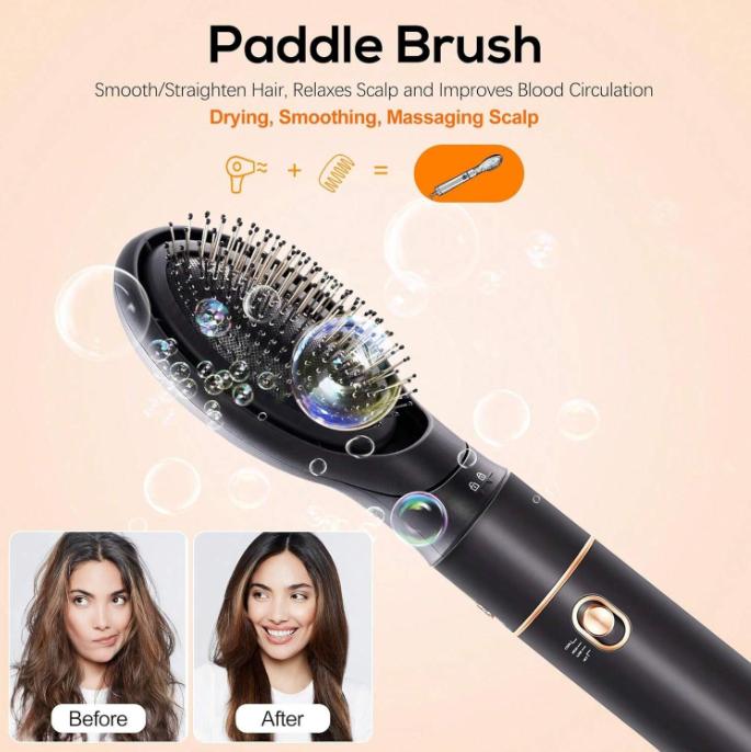 3-in-1 Hot air brush, removable, multiple temperature Settings, suitable for women with medium to long hair, black and blonde