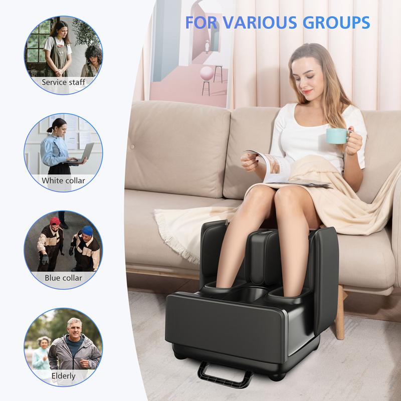 COMFIER 2 in 1 Foot Massager Machine & Ottoman Rest,Shiatsu Foot and Calf Massager with Heat,Kneading,Vibration,Massagers for Feet,Ankle,Leg