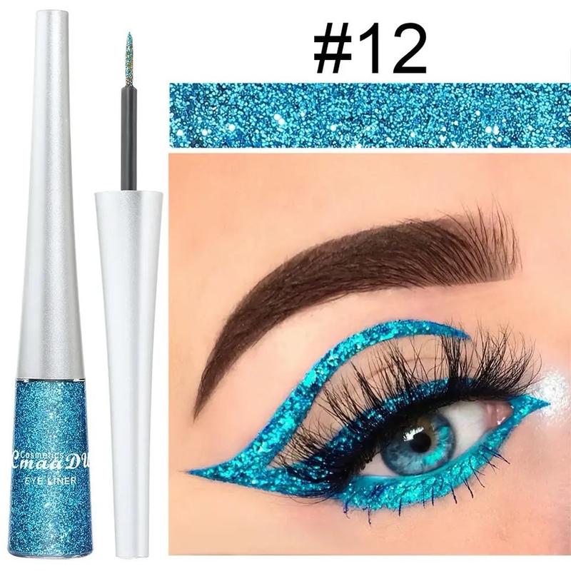 Glitter Liquid Eyeliner Pearlescent Diamond Eyeshadow 16 Color Sequins Blue Silver Pink Rose Gold Mini Fine Brush Eyeline Makeup Cosmetic Shimmer Lipliner