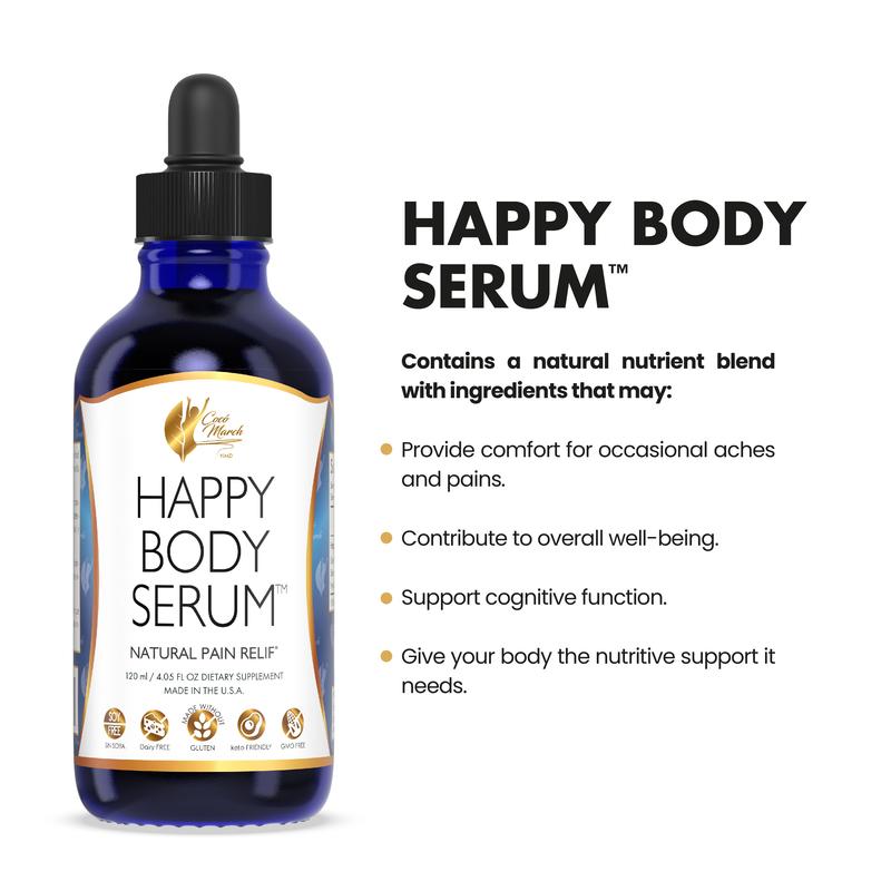 Coco March Happy Body Serum, Wellness Supplement, 60 Servings per Container Skincare Daily Hyaluronic Hyaluronic Acid