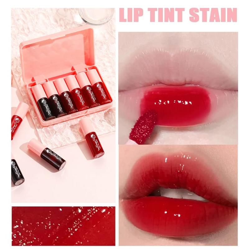 6 Colors Lip Tint Stain Set, Korean Velvet Watery Lip Stain Moisturizing Mini Liquid Lipstick, Multi-use Lip and Cheek Tint, Long lasting Non-Stick Cup Waterproof, Lip Color Makeup Gloss Lipgloss