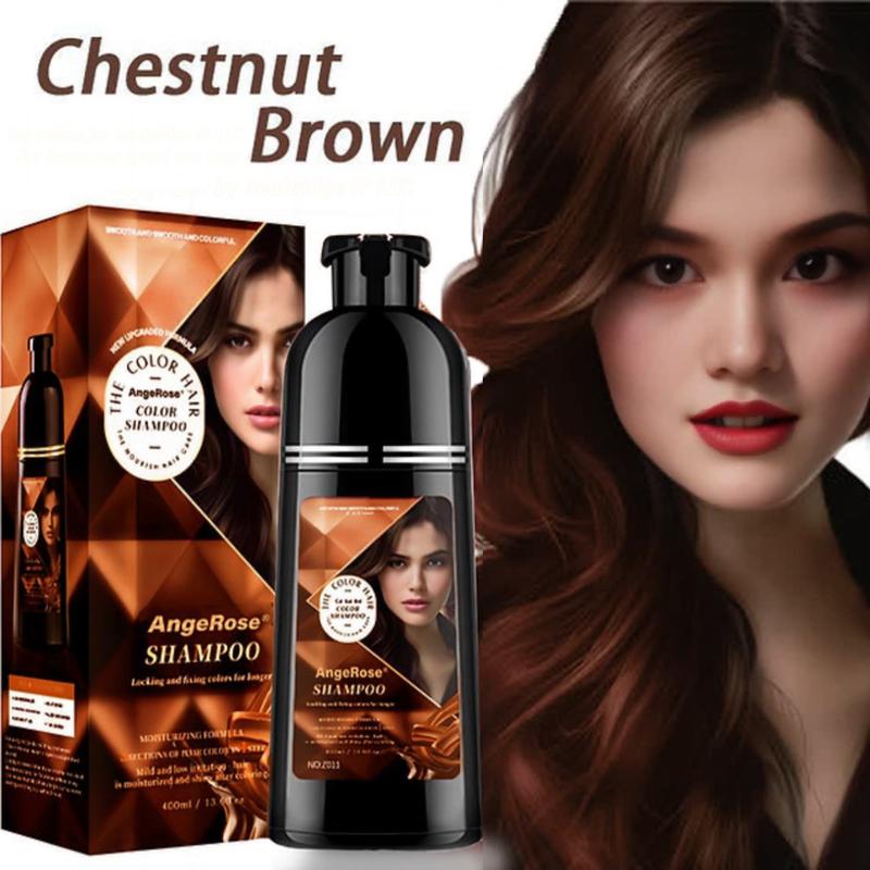 AngeRose Hair Color shampoo, Hair Dye Shampoo , 3 in 1 function Long-lasting & Coverage for Gray Hair,  Multi-color Wine Red, Chestnut Brown, Black, Hair Care, Hair Treatment, 400 ml , Gift for Women&Men color shampoo