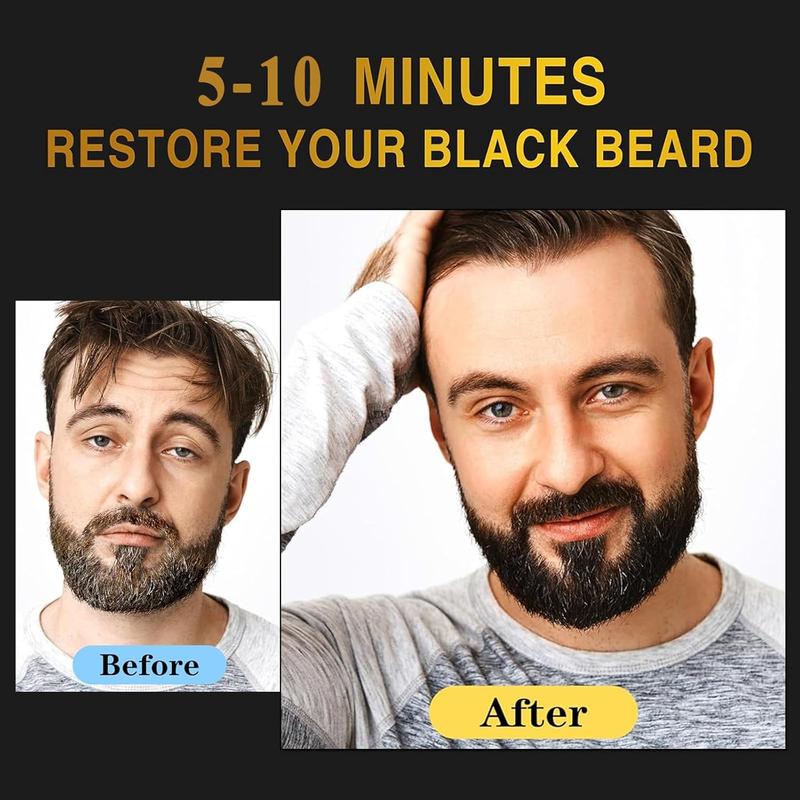 Men’s Beard Dye for Men Black in 5 Minutes & Long-Lasting Black Hair Dye for Gray Hair Coverage, Root Touch Up, Natural Beard Coloring Dye Shampoo, Simpler Hair Color for Men Beard & Mustache