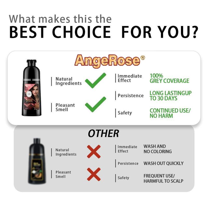 AngeRose Hair Color shampoo, Hair Dye Shampoo , 3 in 1 function Long-lasting & Coverage for Gray Hair,  Multi-color Wine Red, Chestnut Brown, Black, Hair Care, Hair Treatment, 400 ml , Gift for Women&Men color shampoo