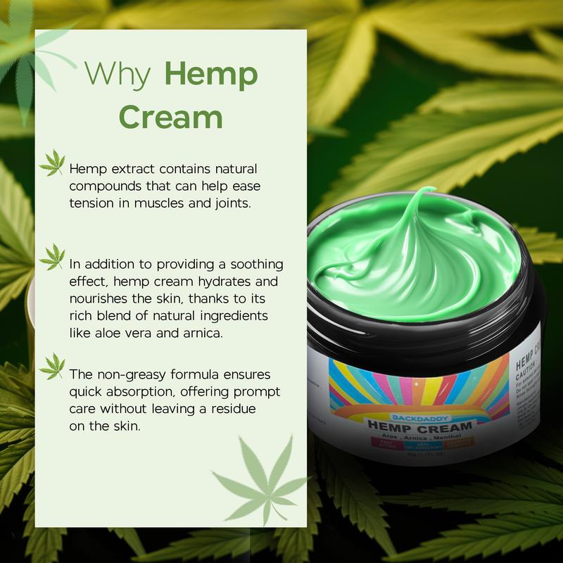 Backdaddy Hemp Relief Cream - Organic Full-Spectrum Extract for Muscle & Joint Comfort - Hydrating Skincare with Natural Ingredients - Vegan, Non-Greasy Formula - 4oz Body Care Lotions