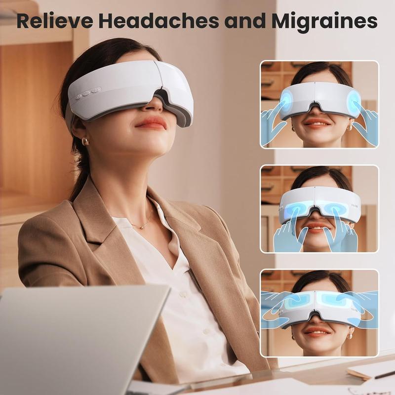 Eye Massager with Heat and Bluetooth Music–Perfect Gift for Relaxation,Migraine Relief,Eye Strain Reduction,and Improved Sleep Quality,Thanksgiving Christmas Gift