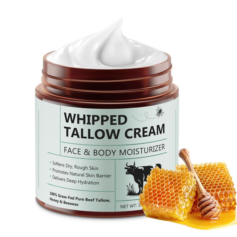 Beef Tallow and Honey Balm, Beef Tallow for Skin, Face & Body Moisturizer, Honey Beeswax, Whipped Tallow Cream Delivers Deep Hydration Skin(120G)