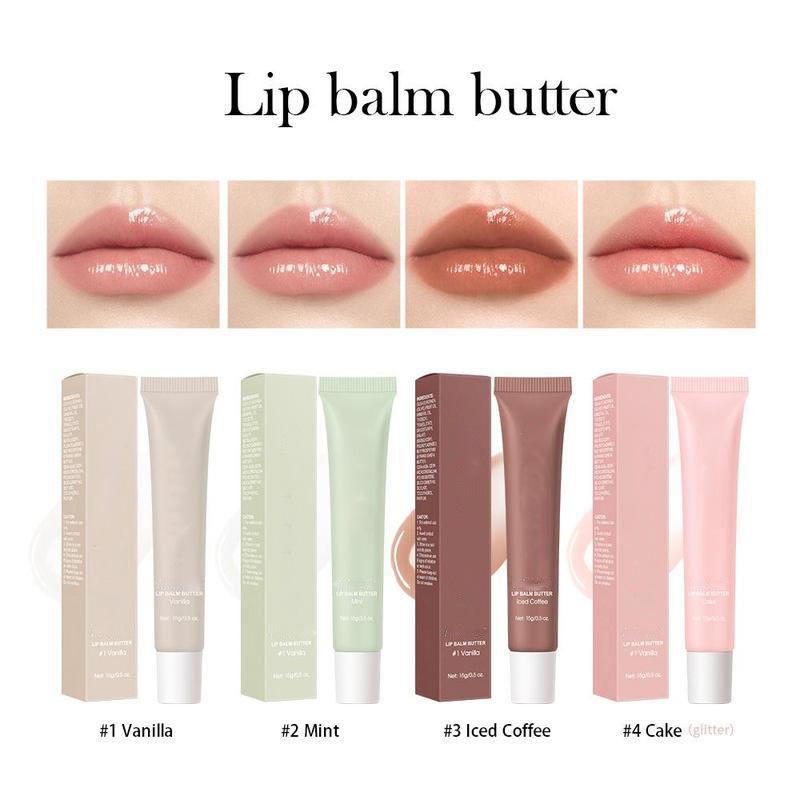 Christmas Moisturizing Lip Butter Balm, 4 Counts set Hydrating Lip Balm, Plumping Lip Oil Lip Stick, Glossy Lip Glaze Stick, Plumping Lip Cosmetic, Lip Stain