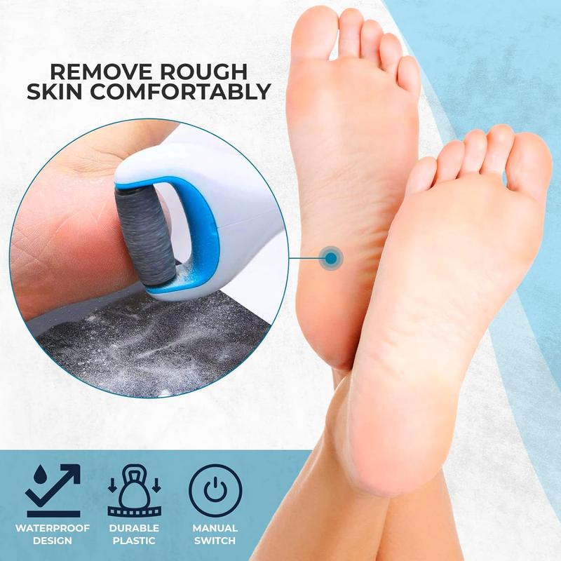 Electric Callus Remover for Feet - Pedicure Tool with 360° Rotating Removable Roller, Handheld Design for Easy Use, Wet & Dry Cracked Heel Care - Battery Operated Foot File and Dead Skin Remover