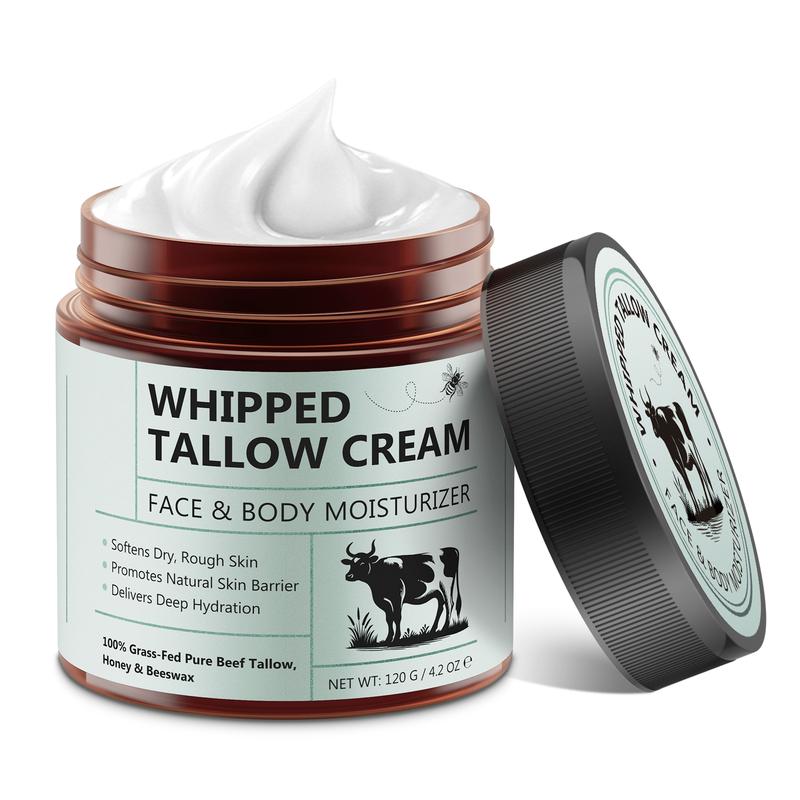 Beef Tallow and Honey Balm, Beef Tallow for Skin, Face & Body Moisturizer, Honey Beeswax, Whipped Tallow Cream Delivers Deep Hydration Skin(120G)