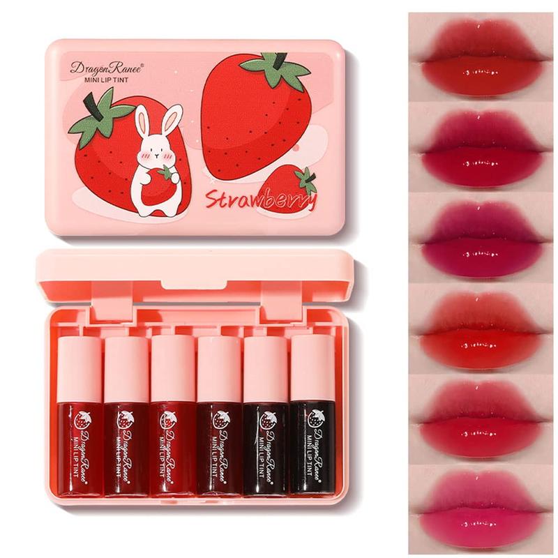 6 Colors Lip Tint Stain Set, Korean Velvet Watery Lip Stain Moisturizing Mini Liquid Lipstick, Multi-use Lip and Cheek Tint, Long lasting Non-Stick Cup Waterproof, Lip Color Makeup Gloss Lipgloss