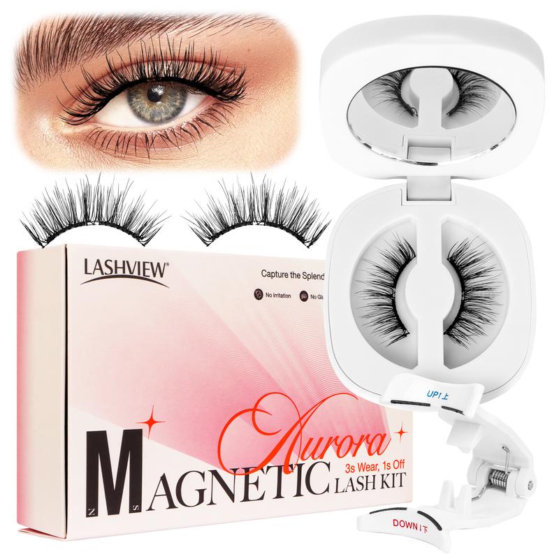 LASHVIEW Soft Magnetic Eyelashes Reusable Eyelashes with Applicator No Glue or Eyeliner Needed Magnetic Lashes Kit Lightweight Lashes for Daily Makeup