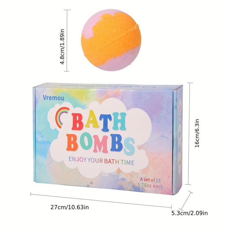 Fragrance Bath Bomb Set, 15pcs box Colorful Bath Bombs with Toy Inside, Moisturizing Body Care Products for Women & Girls