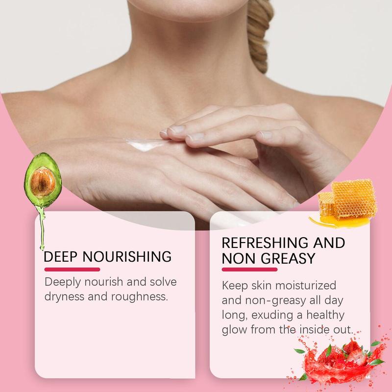 Strawberry Cake Body Moisturizer, Moisturizing Body Care Cream for Soothing Dry Skin, Hydrating Body Care Product for Women