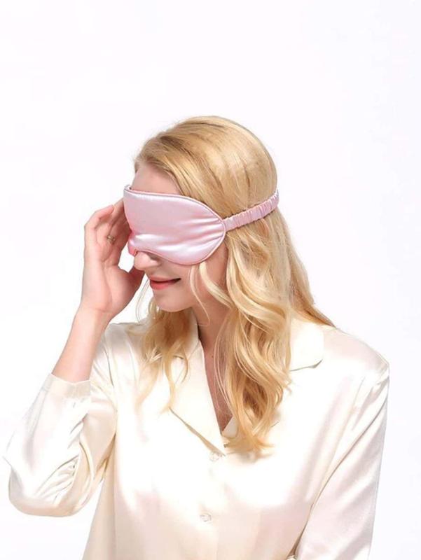 3pcs Set Double-Sided Silk-Like Sleep Eye Mask With Earplugs for Bedroom, Travel, Office, School - 100% Polyester