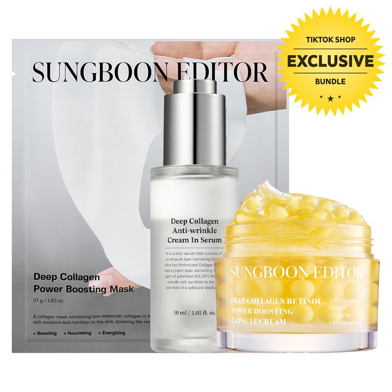 Sungboon Editor - 3-Step Wrinkle Refining Intensive Care Solution | SERUM, CAPSULE CREAM & 4-PACK OVERNIGHT COLLAGEN MASK