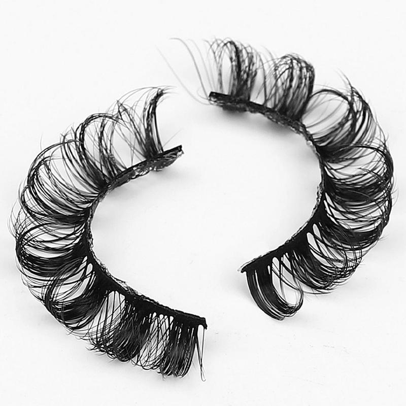 Russian Curled False Eyelashes, 10 Pairs Wispy Cluster Lashes, Natural Look Curl Eye Makeup Strip Lashes for Women & Girls Eye Extensions