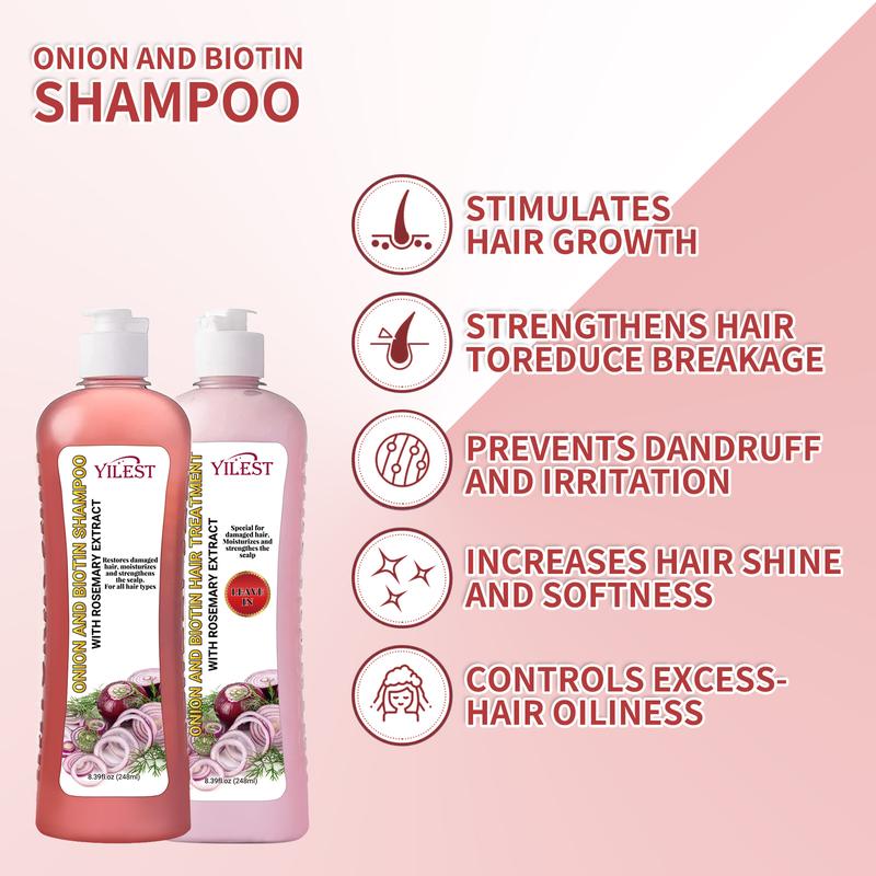 Onion, Rosemary and Biotin Shampoo and Conditioner Set for All Hair Types Makes Hair Stronger, Thicker, Softer and Shinier Hair Moisturizing Conditioner Hair Care Onion Rosemary Moisturizer Cleanser Comfort Clean Moisturizing