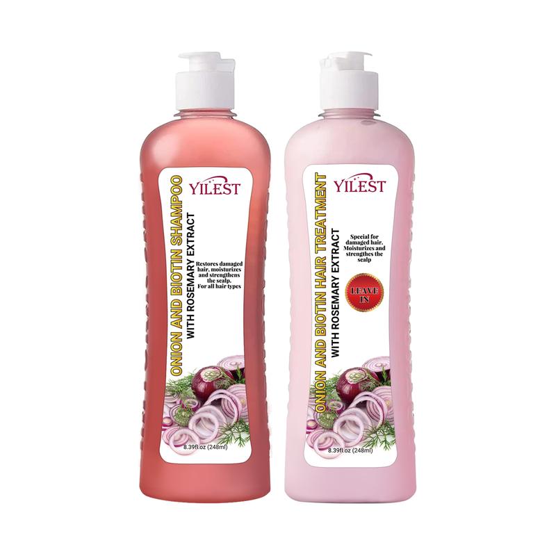 Onion, Rosemary and Biotin Shampoo and Conditioner Set for All Hair Types Makes Hair Stronger, Thicker, Softer and Shinier Hair Moisturizing Conditioner Hair Care Onion Rosemary Moisturizer Cleanser Comfort Clean Moisturizing