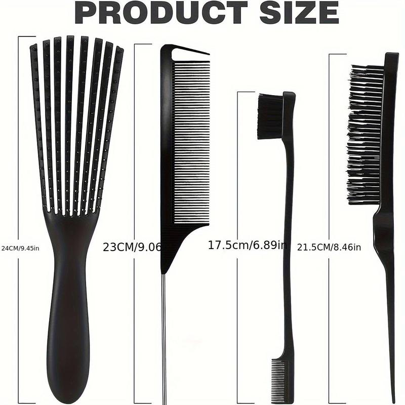 Fashion Hair Styling Tools for Women & Men, 5 Counts set Hair Styling Comb Set, Including Comb, Double End Hair Comb, Rat Tail Comb, Pointed Tail Comb